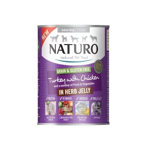 NATURO ADULT Karma mokra dla psów - indyk z kurczakiem w galaretce - 390 g