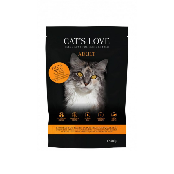 CAT'LOVE Karma sucha bezzbożowa z indykiem i dziczyzną dla dorosłych kotów - 400 g.png