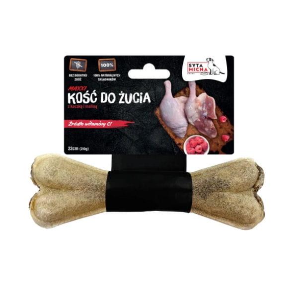 Syta Micha Kość do żucia z  kaczką i malinami dla dużego psa.jpg
