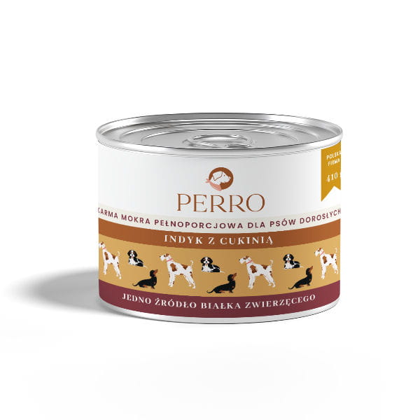 PERRO Karma mokra dla psów - Indyk z cukinią - 410 g.jpg