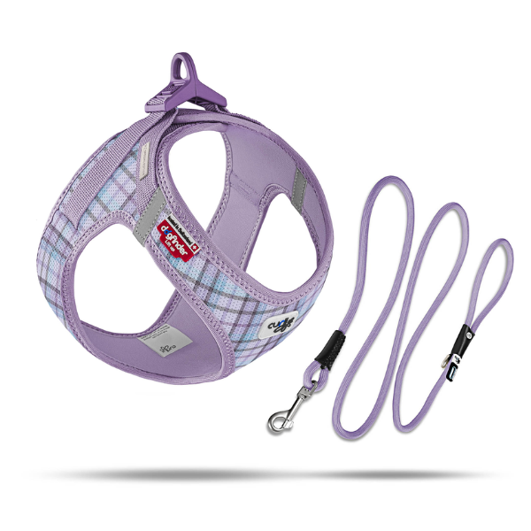 Szelki i smycz dla psa CARLI CLASP AIR MESH - LAVENDER CARO.png