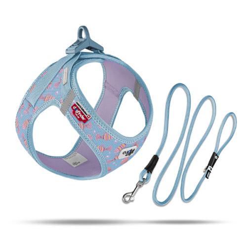 Szelki i smycz dla psa CARLI CLASP AIR MESH - AQUA FISH.png