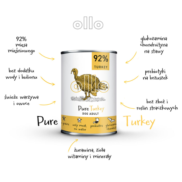 OLLO Indyk - karma mokra monobiałkowa UMAMI PURE dla psa - 400 g