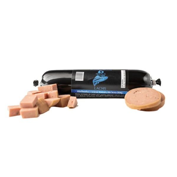 MIRALS Kiełbasa z łososia dla kotów - 200 g.png