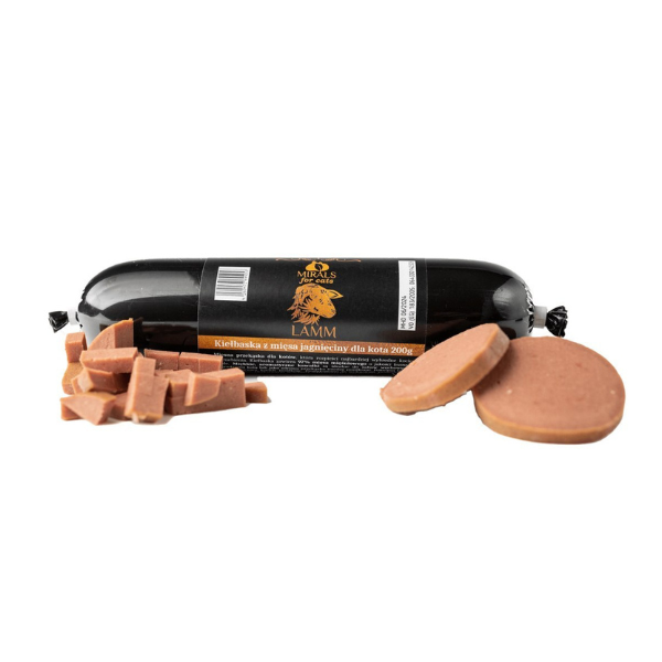MIRALS Kiełbasa z jagnięciny dla kotów - 200 g.png