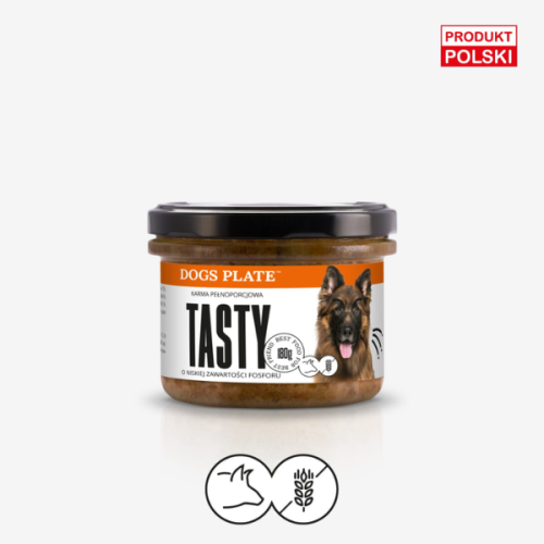 DOGS PLATE TASTY Karma mokra z szynki wieprzowej dla psa - 180 ml x 2 szt..png