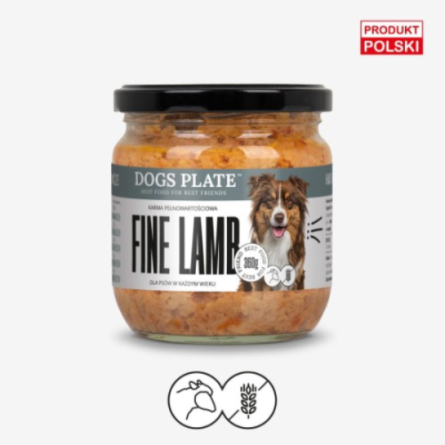 DOGS PLATE FINE LAMB Karma mokra z jagnięciną dla psów - 360 ml x 2 szt