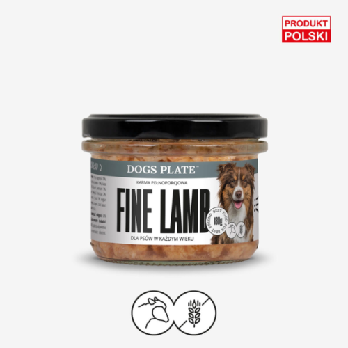 DOGS PLATE FINE LAMB Karma mokra z jagnięciną dla psów - 180 x 2 szt..png