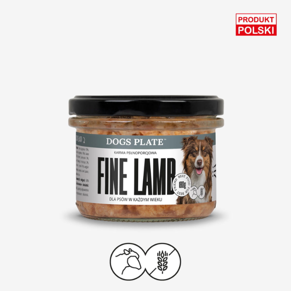 DOGS PLATE FINE LAMB Karma mokra z jagnięciną dla psów - 180 x 2 szt..png