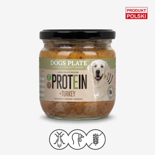 DOGS PLATE Protein Turkey - karma z mięsa indyka i białka owadów dla psów - 360 ml x 2 szt.