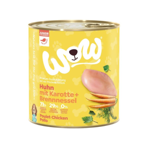 WOW Karma z kurczakiem z marchewką i pokrzywą JUNIOR RIND dla szczeniąt  - 800 g.png