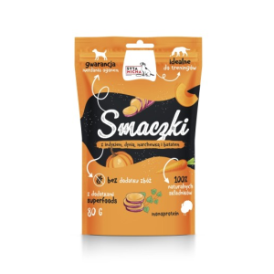 SYTA MICHA Smaczki z indykiem, dynią, marchewką i batatami dla  psa - 80 g