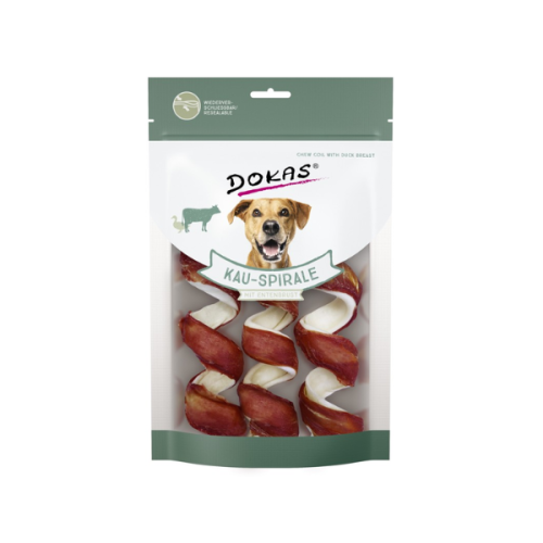 DOKAS Gryzaki dla psów -  Spirala z kaczką - 110 g.png