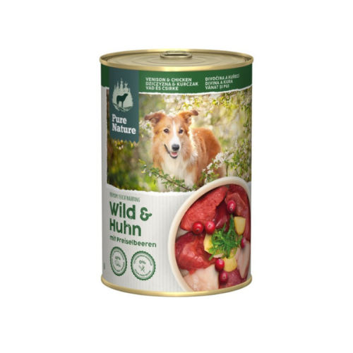PURE NATURE DOG Dziczyzna i kurczak z żurawiną - karma mokra dla dorosłych psów - 400 g.png