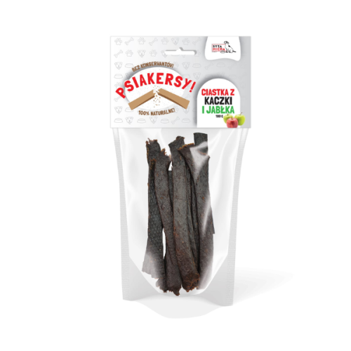 SYTA MICHA PRZYSMAKI PSIAKERSY KACZKA Z JABŁKIEM - CIASTKA DLA PSA - 100 g.png