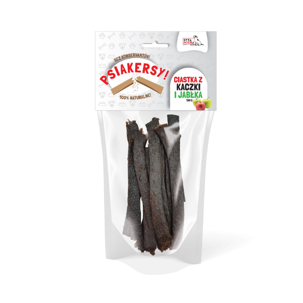 SYTA MICHA PRZYSMAKI PSIAKERSY KACZKA Z JABŁKIEM - CIASTKA DLA PSA - 100 g.png