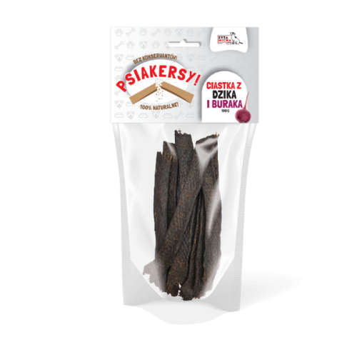 SYTA MICHA PRZYSMAKI PSIAKERSY DZIK Z BURAKIEM - CIASTKA DLA PSA - 100 g.png