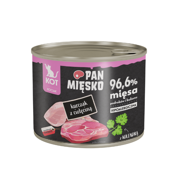 PAN MIĘSKO KURCZAK Z CIELĘCINĄ Karma pełnoporcjowa dla kociąt - 200 g.png