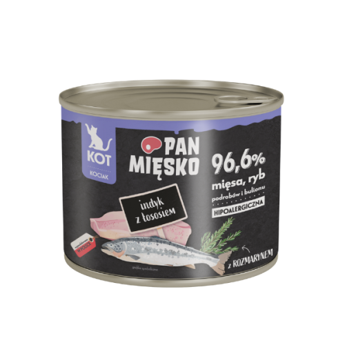 PAN MIĘSKO INDYK Z ŁOSOSIEM Karma pełnoporcjowa dla kociąt - 200 g.png