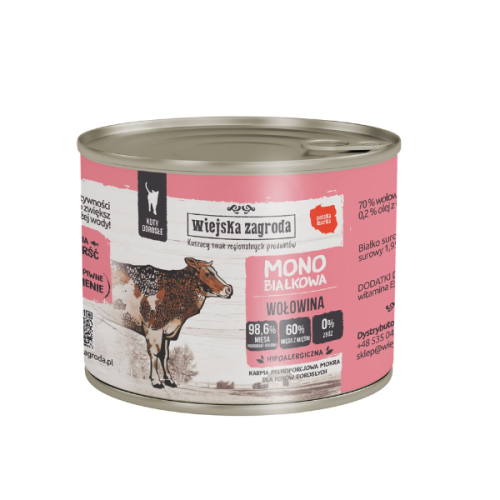 WIEJSKA ZAGRODA Karma mokra monobiałkowa dla kotów - wołowina - 200 g.png