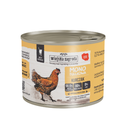 WIEJSKA ZAGRODA Karma mokra monobiałkowa dla kotów - kurczak + 200 g.png