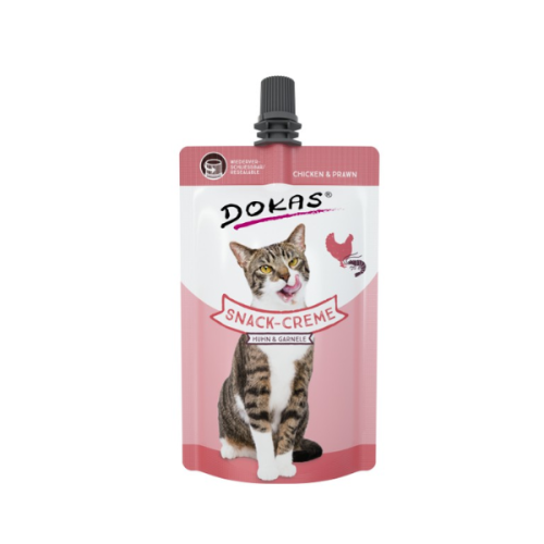 DOKAS Przysmaki dla kotów - Krem w tubce - kurczak z krewetkami - 90 g.png
