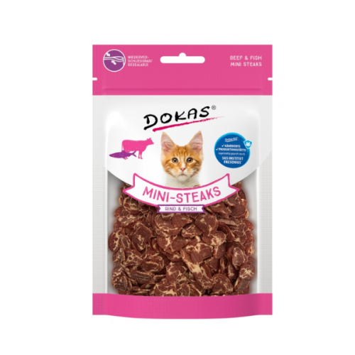 DOKAS Mini Steaks wołowina z rybą - przysmaki dla kotów - 25 g.png