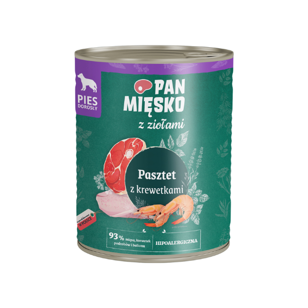 PAN MIĘSKO Z ZIOŁAMI Pasztet z krewetkami i ziołami dla psa - 800 g.png
