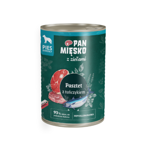 PAN MIĘSKO Z ZIOŁAMI Pasztet z tuńczykiem i ziołami dla psa - 400 g.png