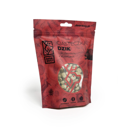 DEER DOG Ciasteczka dla psa - dzik, rozmaryn, kurkuma - 300 g  (1).png
