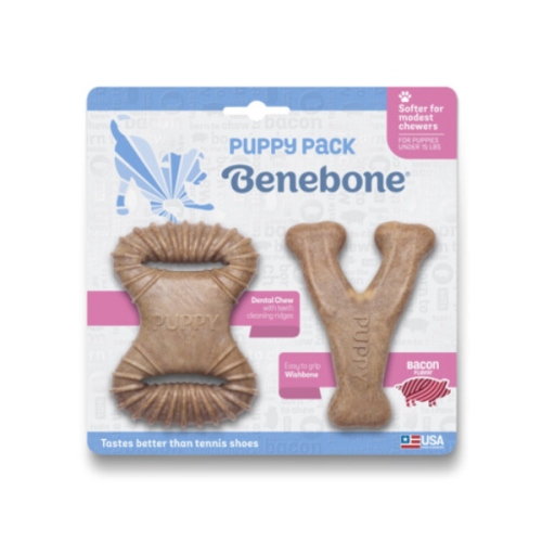 Zabawki - zestaw 2 gryzaków Benebone PUPPY Dental ChewWishbone dla szczeniąt - smak bekonu (1).png