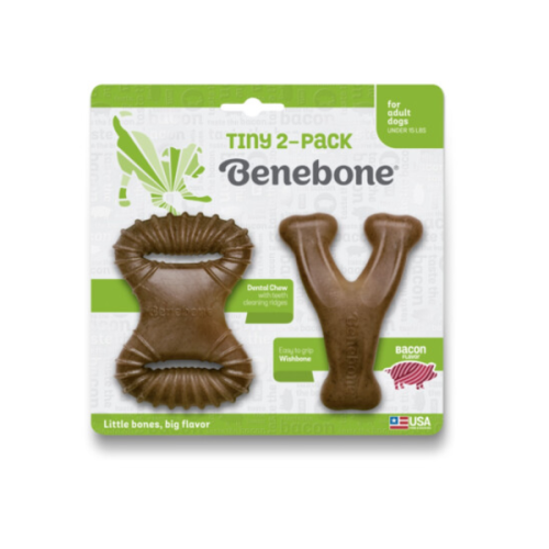Zabawka - gryzak Benebone Dental ChewWishbone Bekon TINY dla małych psów (1).png