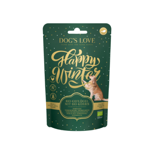 DOG'S LOVE Przysmaki dla psów - ekologiczne mięso drobiowe z dynią Happy Winter Bio-chips - 150 g (1).png