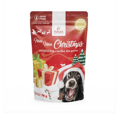 POKUSA  HAU HAU CHRISTMAS Świąteczne ciastka dla psów - 70 g.jpg