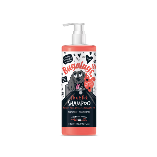 BUGALUGS szampon dla psów przeciw pchłom i kleszczom z olejkiem Neem Flea &amp; Tick Shampoo - 500 ml.png