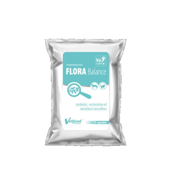 VETFOOD FLORA BALANCE Synbiotyk wspomagający pracę przewodu pokarmowego u psów, kotów, chomików i fretek - 15 kapsułek.jpg