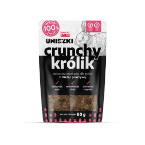 UNISZKI CRUNCHY Królik z miętą i pokrzywą - naturalna przekąska dla psów - 80 g