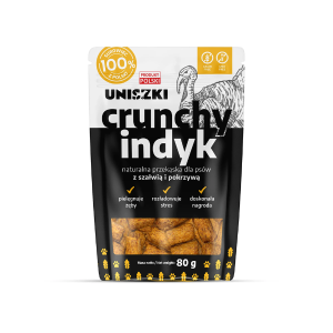 UNISZKI CRUNCHY Indyk z szałwią i pokrzywą - naturalna przekąska dla psów - 80 g 
