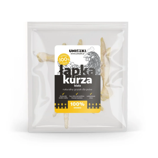 UNISZKI Łapka kurza - biała - naturalne gryzaki dla psa - 5 szt (1).png