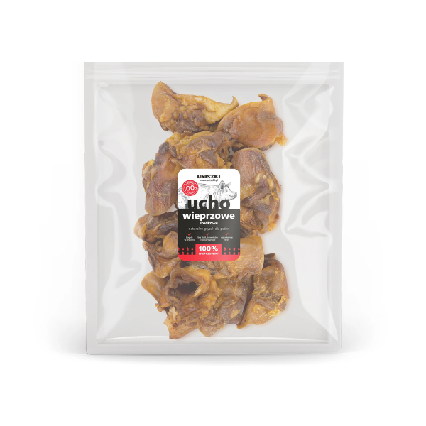 UNISZKI Ucho wieprzowe środkowe - naturalne gryzaki dla psów - 500g  (1).png