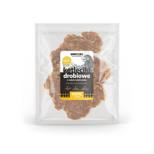 UNISZKI Kotleciki drobiowe z ryżem i pietruszką - naturalne gryzaki dla psów - 100 g (1).png