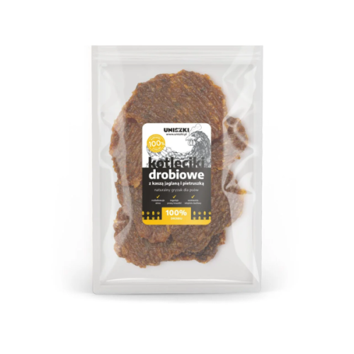 UNISZKI Kotleciki drobiowe z kaszą jaglaną i pietruszką - naturalne gryzaki dla psów - 100 g (1).png