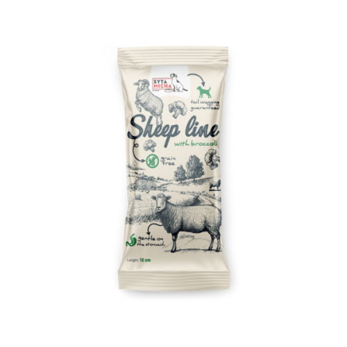 SYTA MICHA Kość do żucia Sheep Line Owca z brokułem dla psów  - 12cm.png