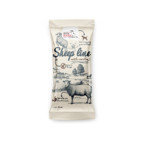 SYTA MICHA Kość do żucia Sheep Line JUNIOR Owca z wanilią  dla szczeniąt - 12 cm.png