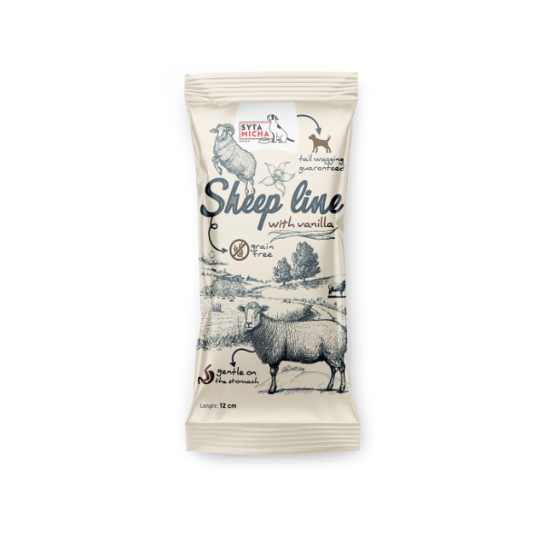 SYTA MICHA Kość do żucia Sheep Line JUNIOR Owca z wanilią  dla szczeniąt - 12 cm.png