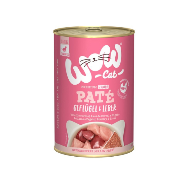 WOW CAT JUNIOR Karma pełnoporcjowa - drób z wątróbką dla kociąt - 400 g.png