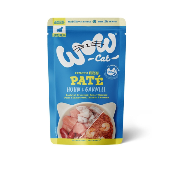 WOW CAT JUNIOR Karma pełnoporcjowa - kurczak z krewetkami dla kociąt - 125 g.png
