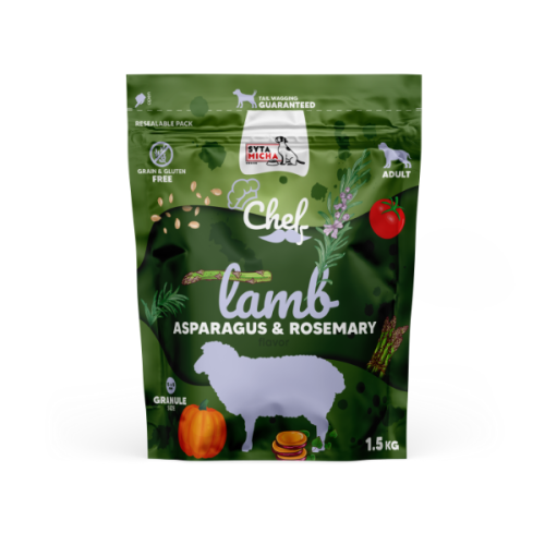 SYTA MICHA Sucha karma dla psów - jagnięcina, szparagi i rozmaryn 1,5 kg.png