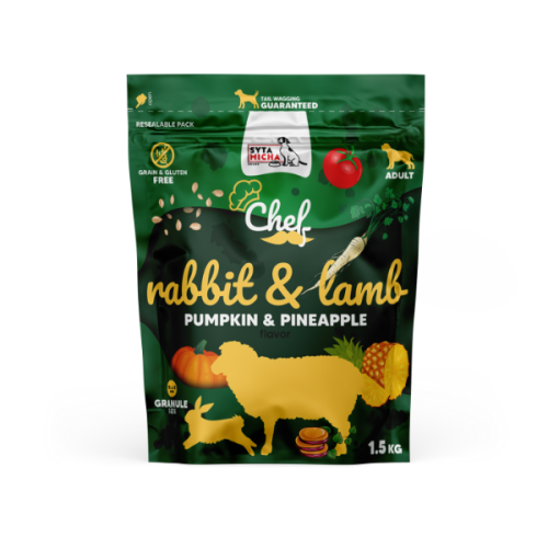 SYTA MICHA Sucha karma dla psów - królik, jagnięcina, żurawina i pestki dyni 1,5 kg.png