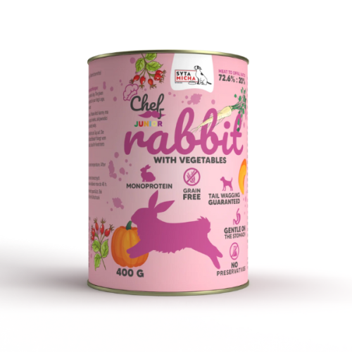 SYTA MICHA JUNIOR Królik z warzywami - karma mokra dla szczeniąt - 400g.png